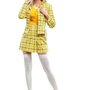 Clueless Halloween Costume “Cher As If” Sz L Jacket Vest skirt Stockings